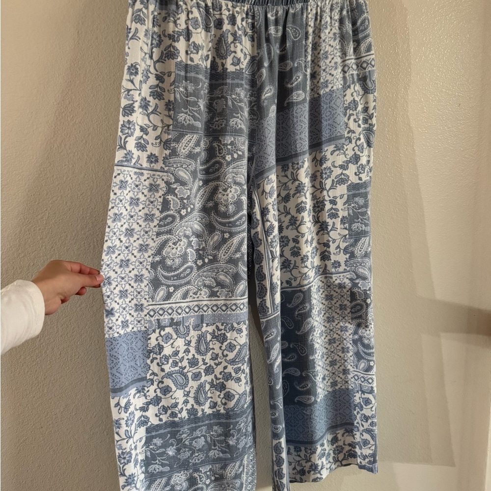 Blue boho paisley wide leg flowy pants size XL - Picture 5 of 6